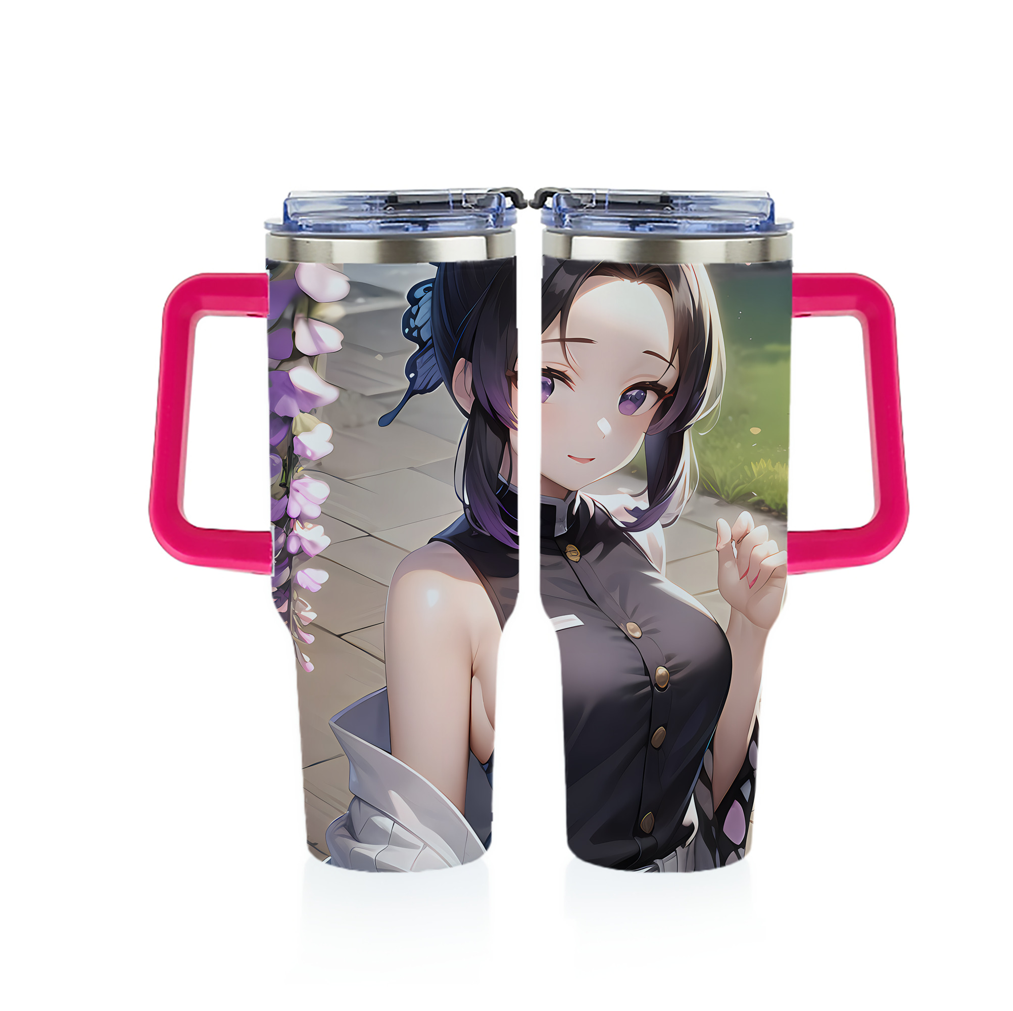 （画像用） 鬼滅の刃（きめつのやいば）蟲柱-胡蝶 しのぶ／こちょう しのぶ Kochou Shinobu 1200ｍLフルプリント車用タンブラー